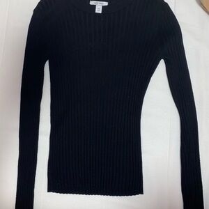 Nine West Black Ribbed Crew Neck Sweater